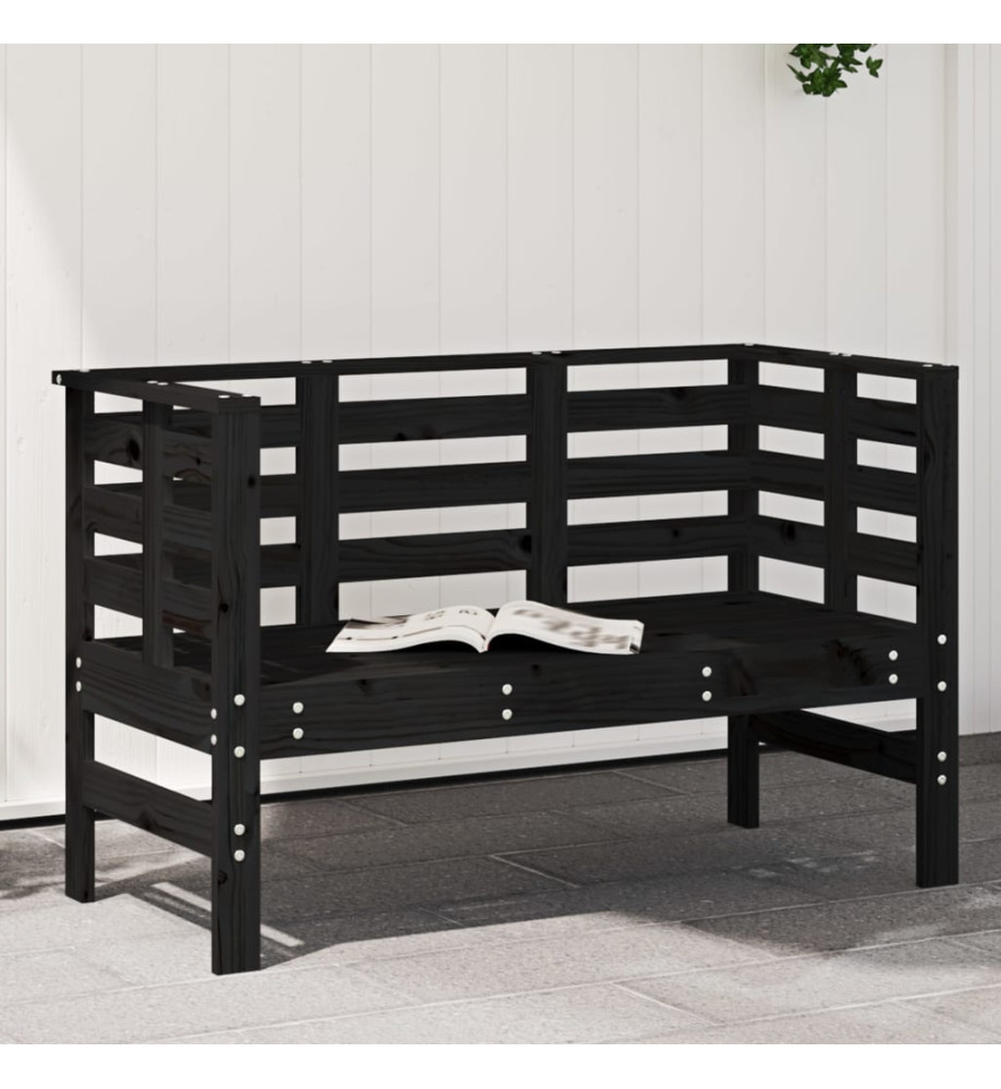 Banc de jardin noir 111,5x53x71 cm bois massif de pin Banc de jardin noir 111,5x53x71 cm bois massif de pin