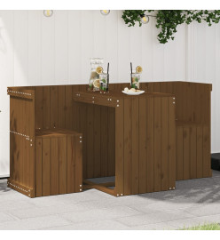 Set de balcon 2 places marron miel bois de pin massif