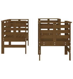 Salon de jardin 3 pcs marron miel bois de pin massif