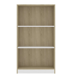 Bibliothèque 3 niveaux Blanc chêne 60x24x109 cm Bois ingénierie