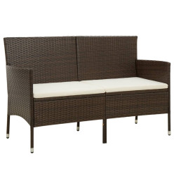 Canapé de jardin 3 places avec coussin Marron Résine tressée