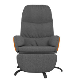 Chaise de relaxation avec repose-pied Gris foncé Tissu