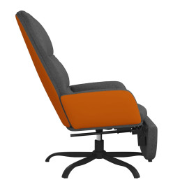 Chaise de relaxation avec repose-pied Gris foncé Tissu