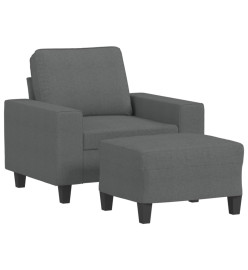 Fauteuil avec repose-pied Gris foncé 60 cm Tissu