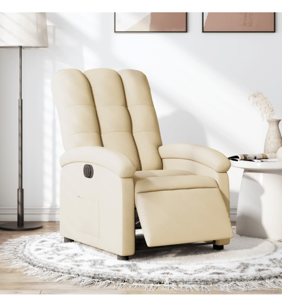 Fauteuil inclinable électrique Crème Tissu