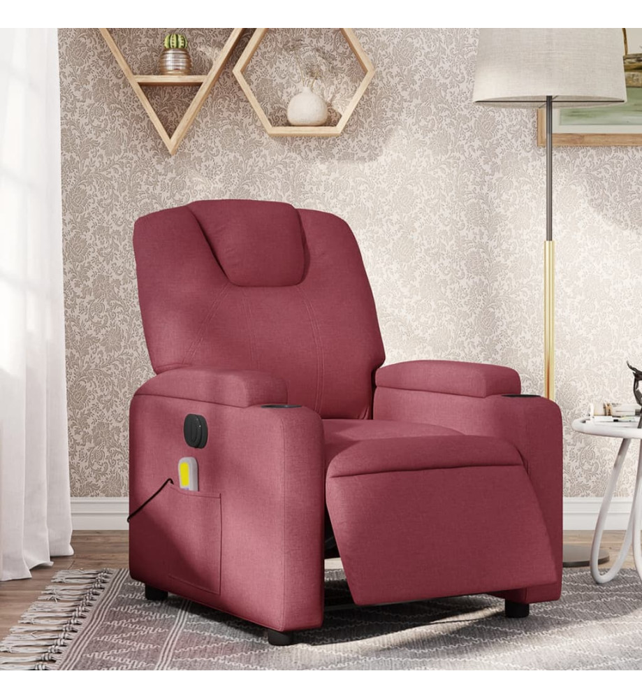 Fauteuil de massage inclinable électrique Rouge bordeaux Tissu