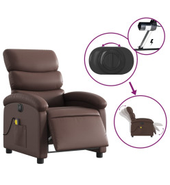 Fauteuil de massage inclinable électrique marron similicuir