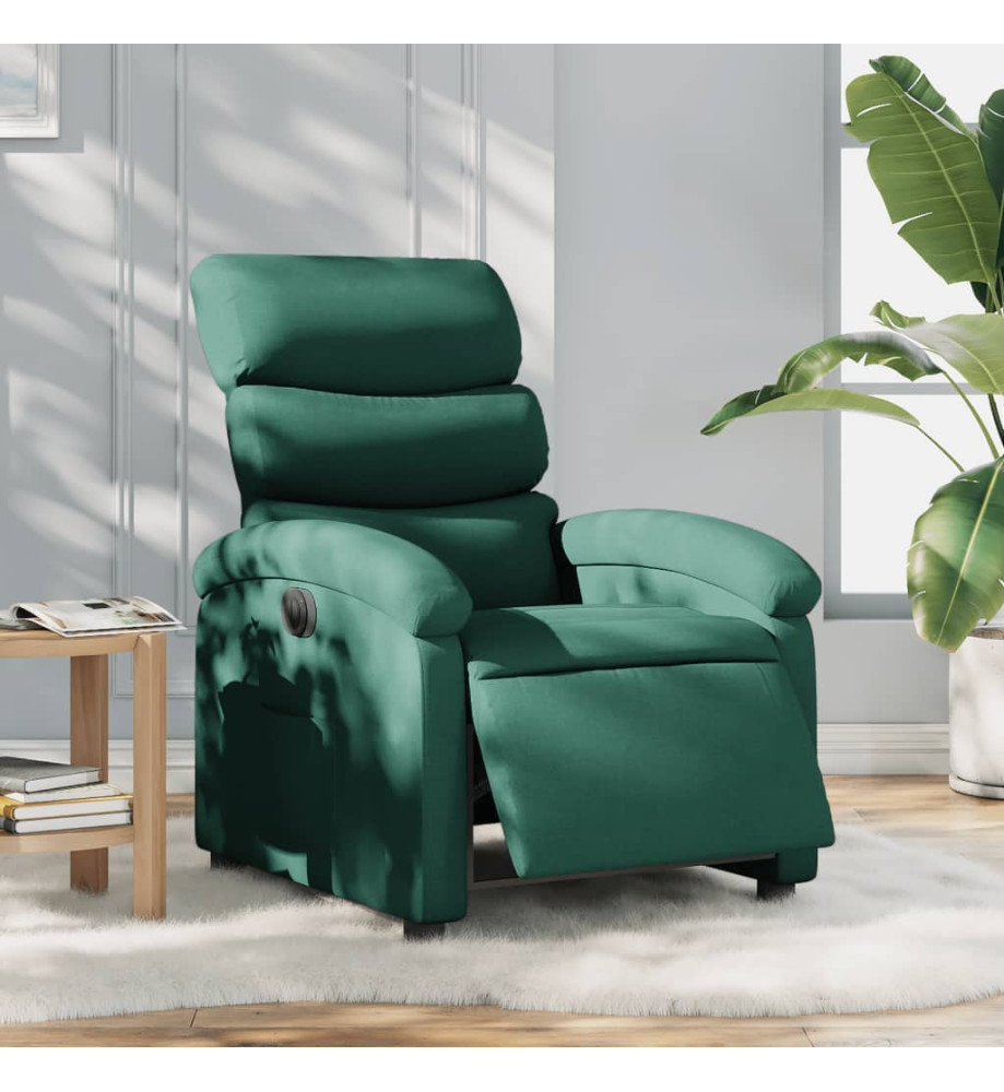 Fauteuil inclinable électrique Vert foncé Tissu