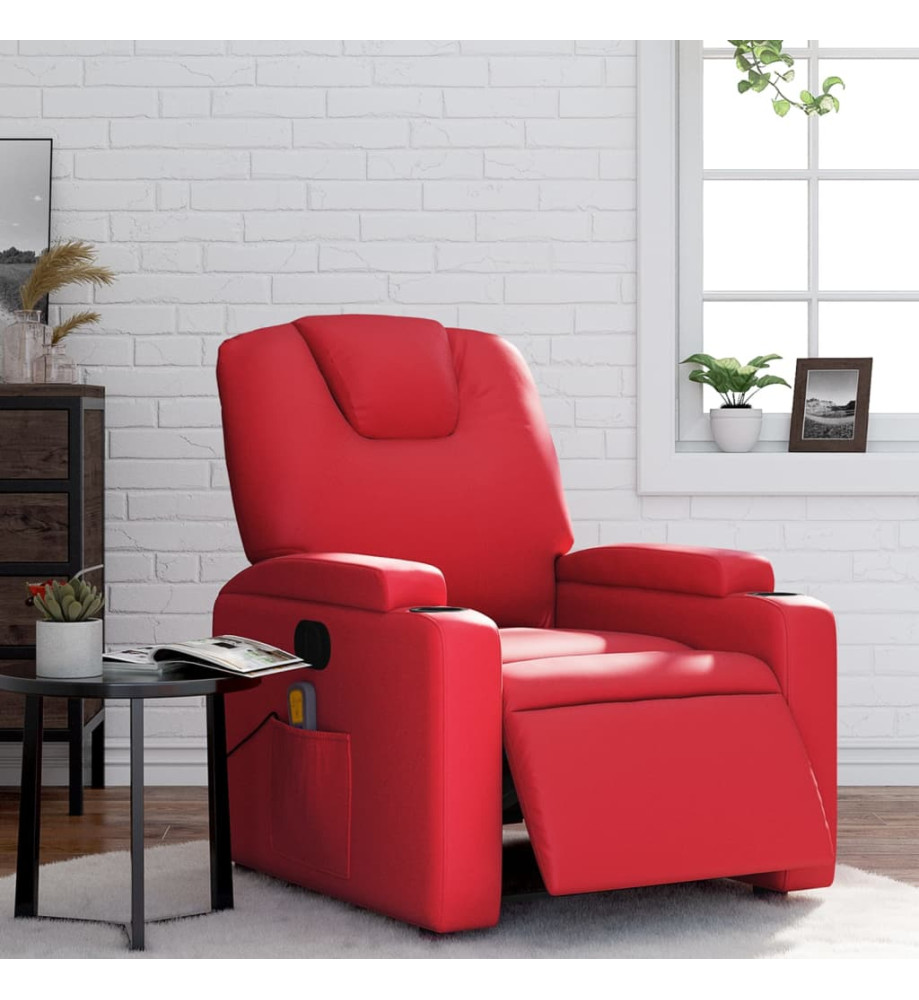 Fauteuil de massage inclinable électrique rouge similicuir