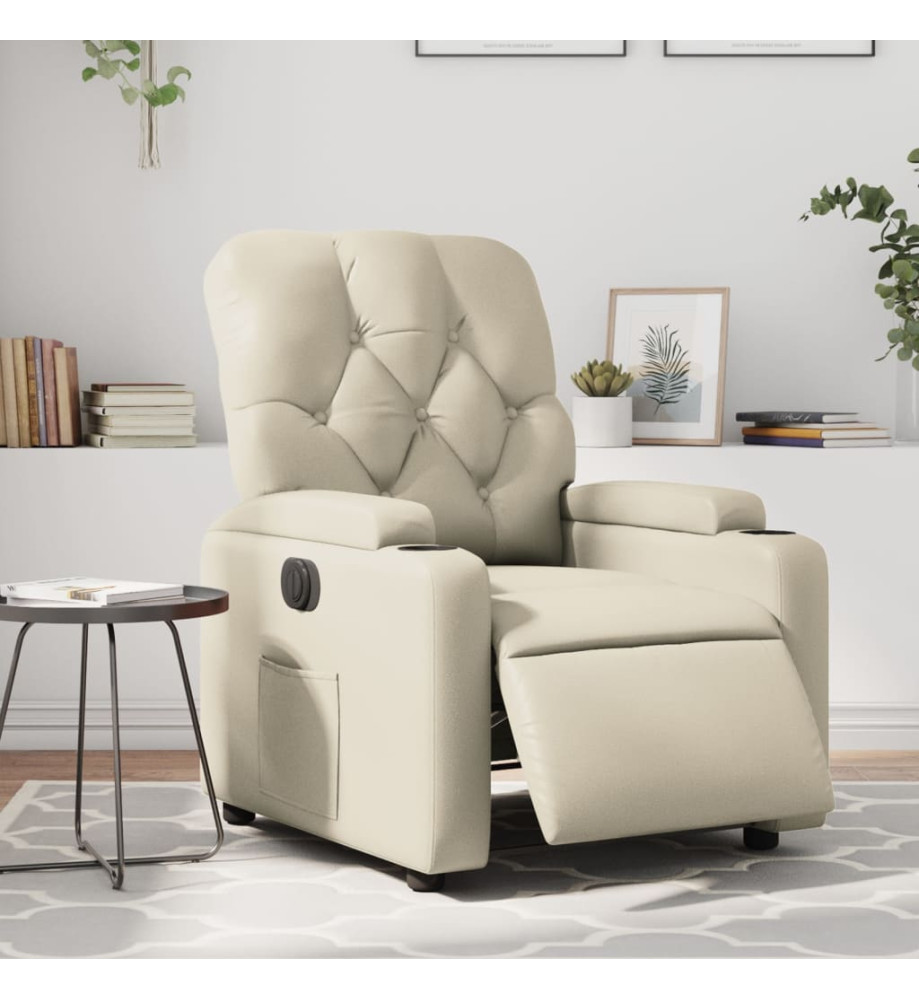 Fauteuil inclinable électrique Crème Similicuir