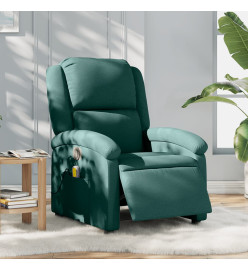 Fauteuil de massage inclinable électrique Vert foncé Tissu