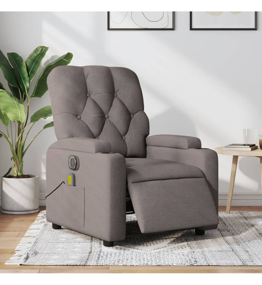 Fauteuil de massage inclinable électrique Taupe Tissu