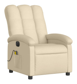 Fauteuil inclinable de massage électrique crème tissu