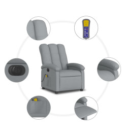 Fauteuil de massage inclinable électrique gris clair tissu