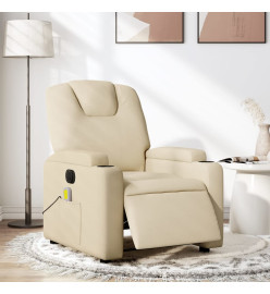 Fauteuil inclinable de massage électrique crème tissu