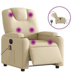 Fauteuil inclinable de massage électrique crème tissu