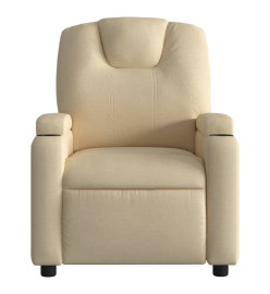 Fauteuil inclinable de massage électrique crème tissu