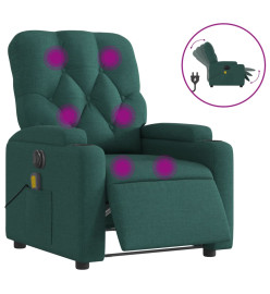 Fauteuil de massage inclinable électrique Vert foncé Tissu