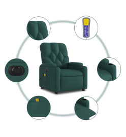 Fauteuil de massage inclinable électrique Vert foncé Tissu