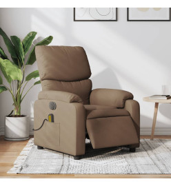 Fauteuil inclinable de massage électrique marron tissu