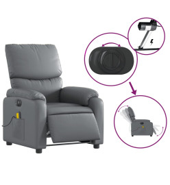 Fauteuil de massage inclinable électrique gris similicuir