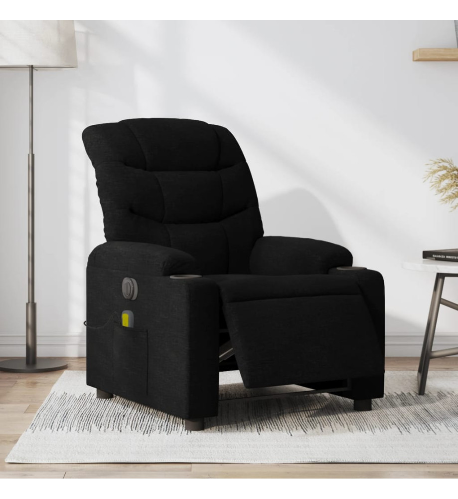 Fauteuil de massage inclinable électrique Noir Tissu