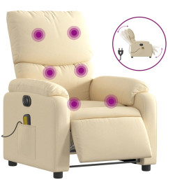 Fauteuil inclinable de massage électrique crème tissu