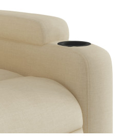 Fauteuil inclinable de massage électrique crème tissu