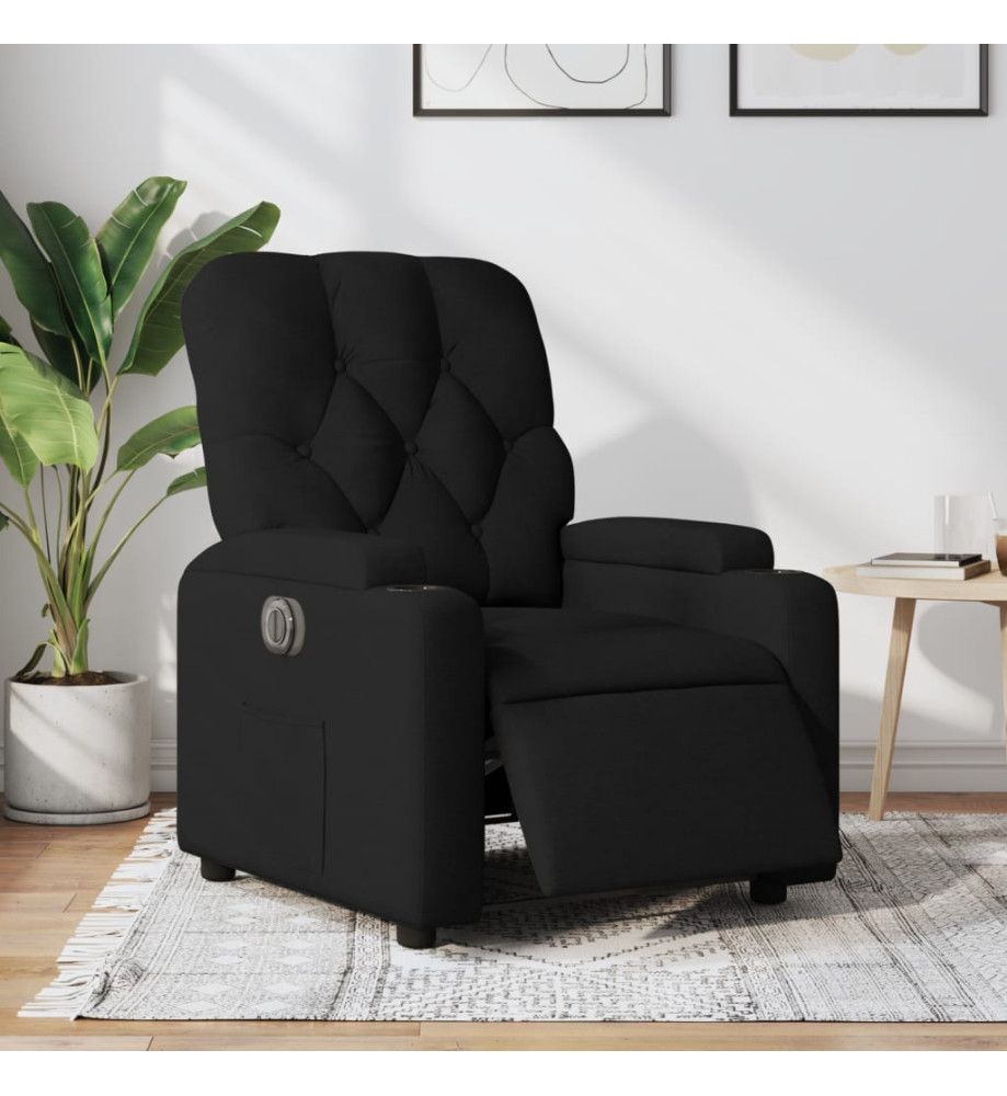 Fauteuil inclinable électrique Noir Tissu