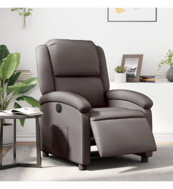 Fauteuil inclinable électrique marron foncé cuir véritable