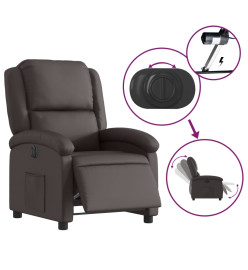 Fauteuil inclinable électrique marron foncé cuir véritable