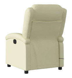 Fauteuil de massage inclinable électrique crème cuir véritable