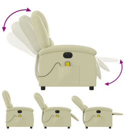 Fauteuil de massage inclinable électrique crème cuir véritable