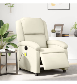 Fauteuil de massage inclinable électrique crème similicuir