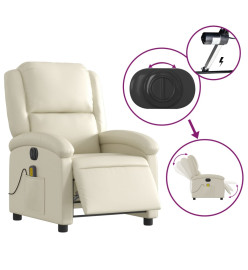 Fauteuil de massage inclinable électrique crème similicuir