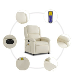 Fauteuil de massage inclinable électrique crème similicuir