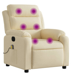 Fauteuil de massage inclinable Crème Tissu