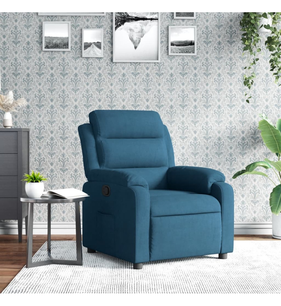 Fauteuil inclinable bleu velours