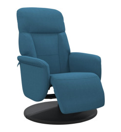 Fauteuil inclinable avec repose-pied bleu velours