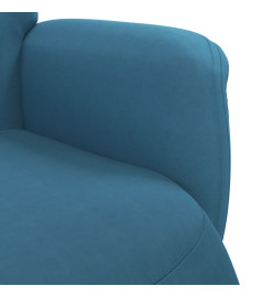 Fauteuil inclinable avec repose-pied bleu velours