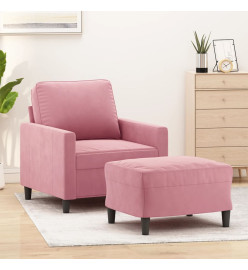 Fauteuil avec repose-pied Rose 60 cm Velours