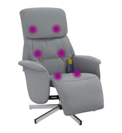 Fauteuil inclinable de massage et repose-pieds gris clair tissu