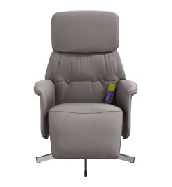 Fauteuil inclinable de massage avec repose-pieds taupe tissu