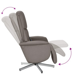 Fauteuil inclinable de massage avec repose-pieds taupe tissu