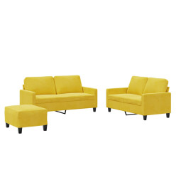 Ensemble de canapés 3 pcs avec coussins Jaune Velours