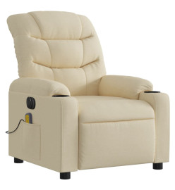 Fauteuil inclinable de massage électrique crème tissu