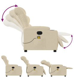 Fauteuil inclinable de massage électrique crème tissu