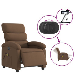 Fauteuil inclinable de massage électrique marron tissu