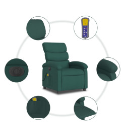 Fauteuil de massage inclinable électrique Vert foncé Tissu