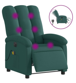 Fauteuil de massage inclinable électrique Vert foncé Tissu